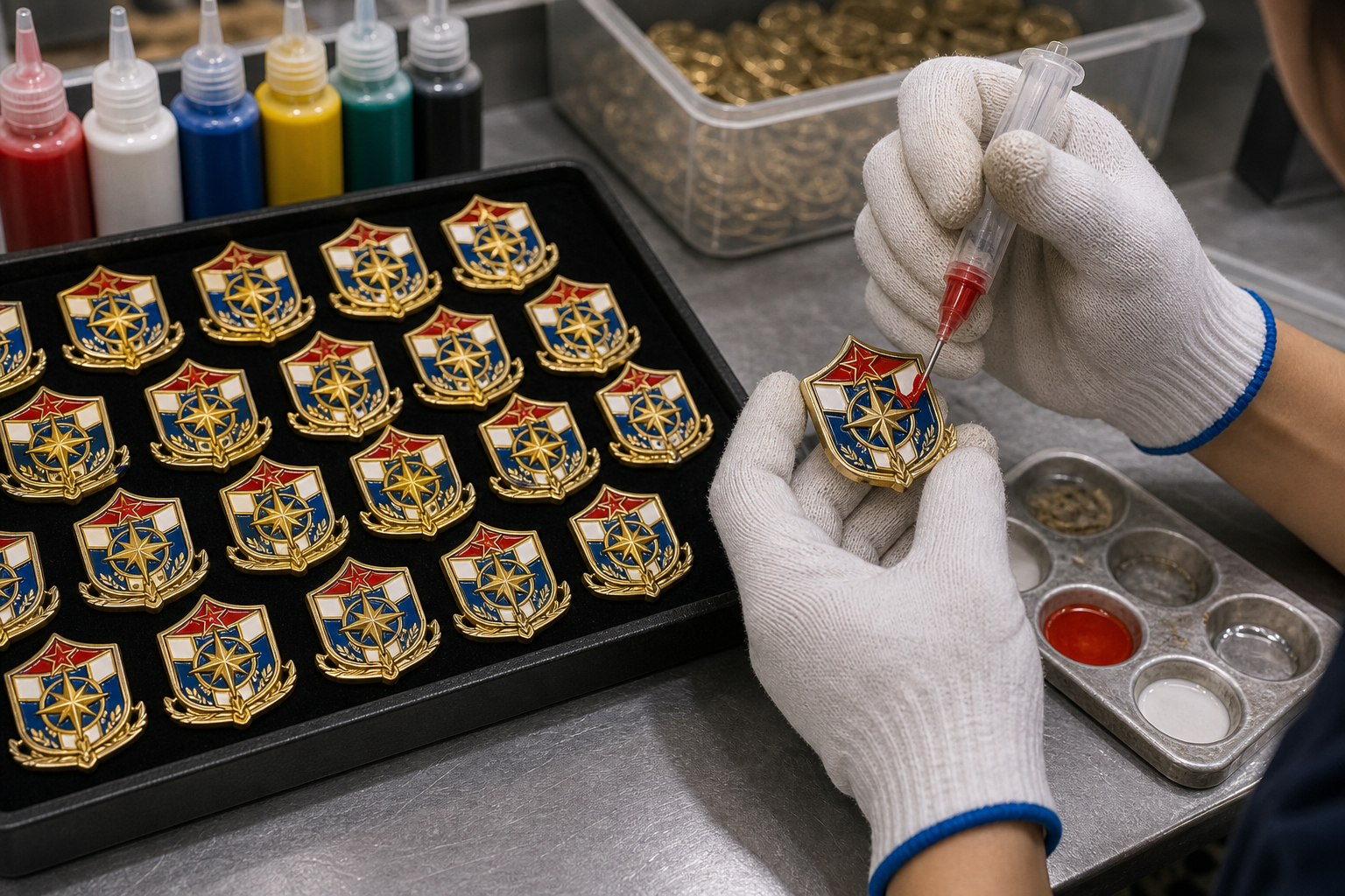 Enamel color filling process close-up